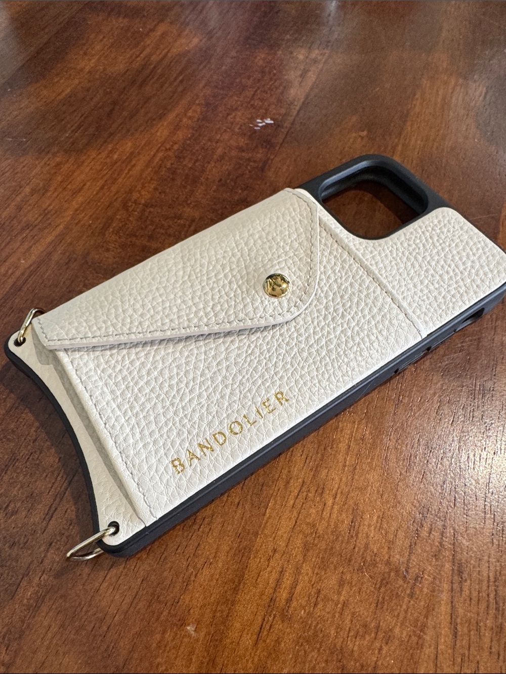 Bandolier Ivory Leather Phone Case with Card Pocket